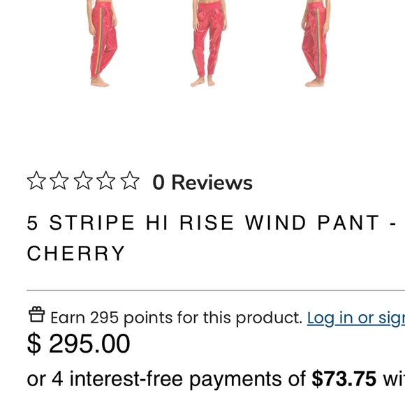 Aviator Nation 5 STRIPE HI RISE WIND PANT - CHERRY size XS women’s — NWOT!!* - Picture 3 of 3